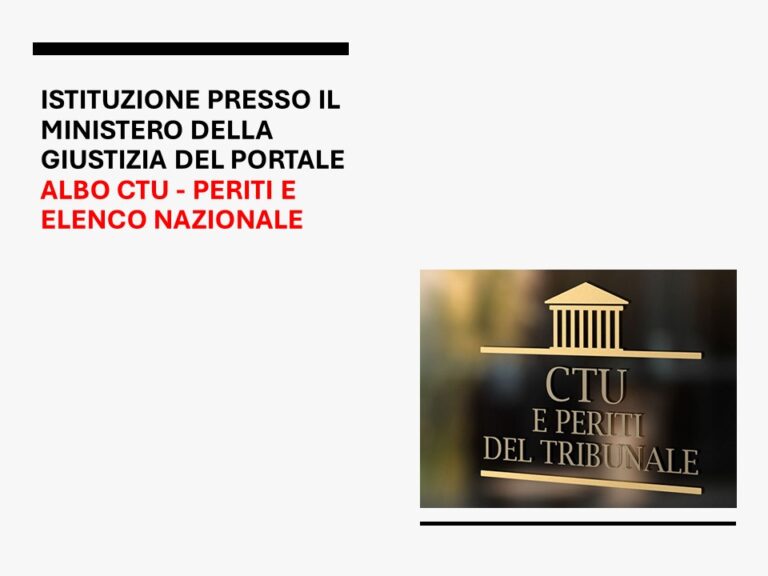 ISTITUZIONE PRESSO IL MINISTERO DELLA GIUSTIZIA DEL PORTALE ALBO CTU ...