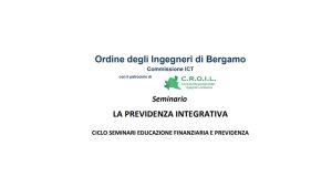 Seminario “LA PREVIDENZA INTEGRATIVA” – Bergamo in presenza e da remoto – 30 settembre 2026