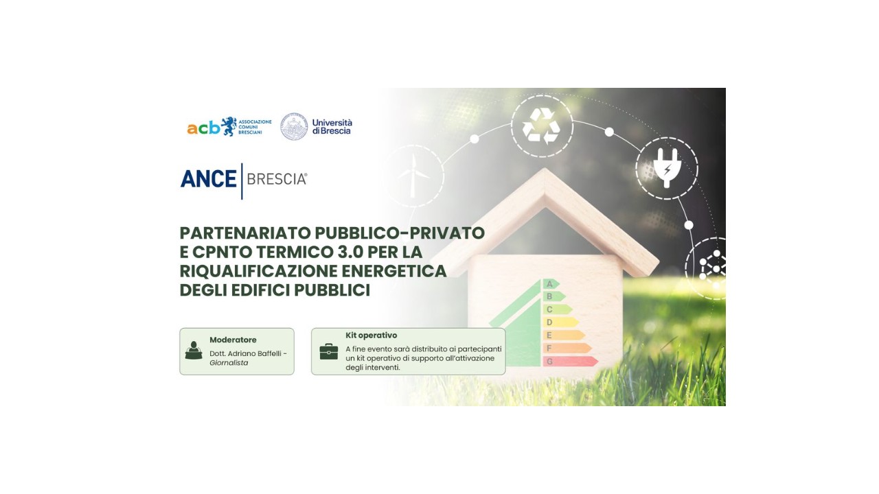 Convegno “Partenariato Pubblico-Privato e Conto Termico 3.0 per la riqualificazione energetica degli edifici pubblici” 16 settembre 2026